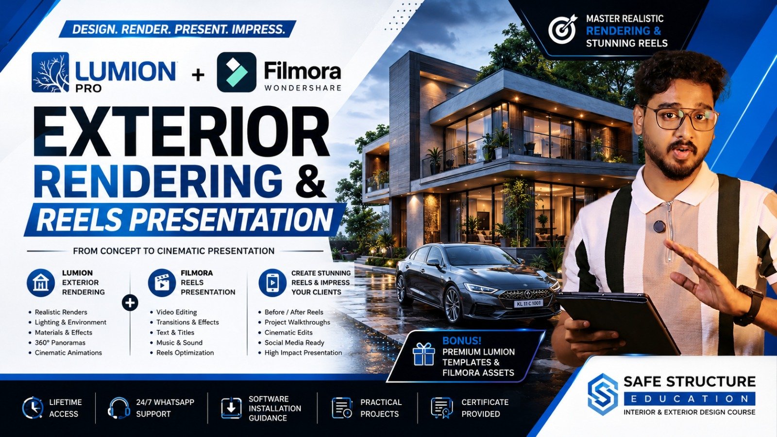 Lumion Pro + Filmora (Exterior Designing)